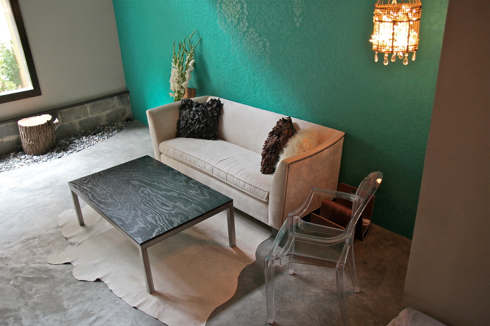 Textured Wall Paper Living Room Contemporary with None 