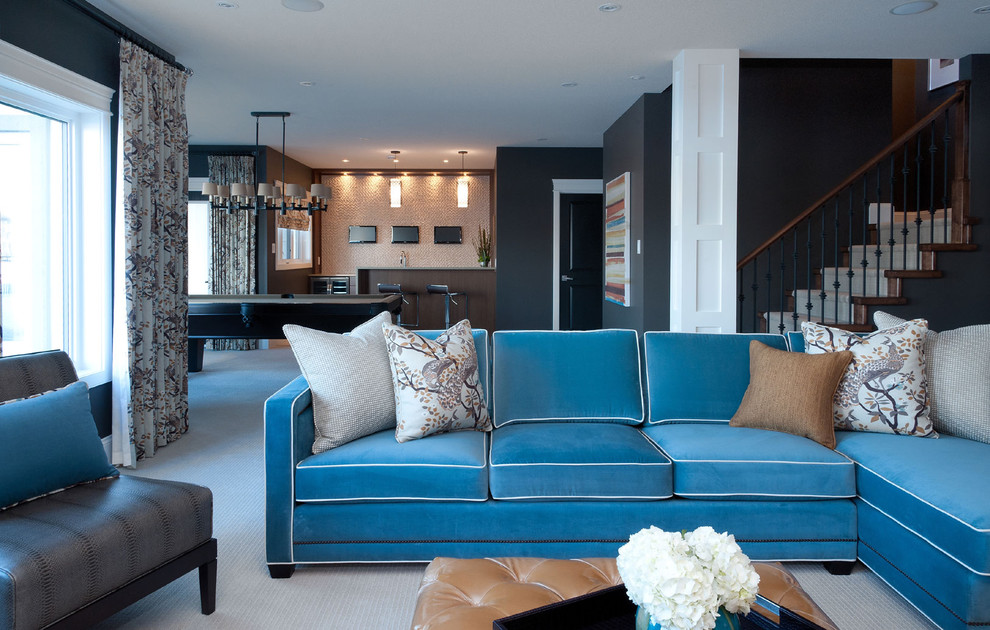 Thomasville Sectional Sofas Family Room Contemporary with Blue Sofa Carpet Chandelier