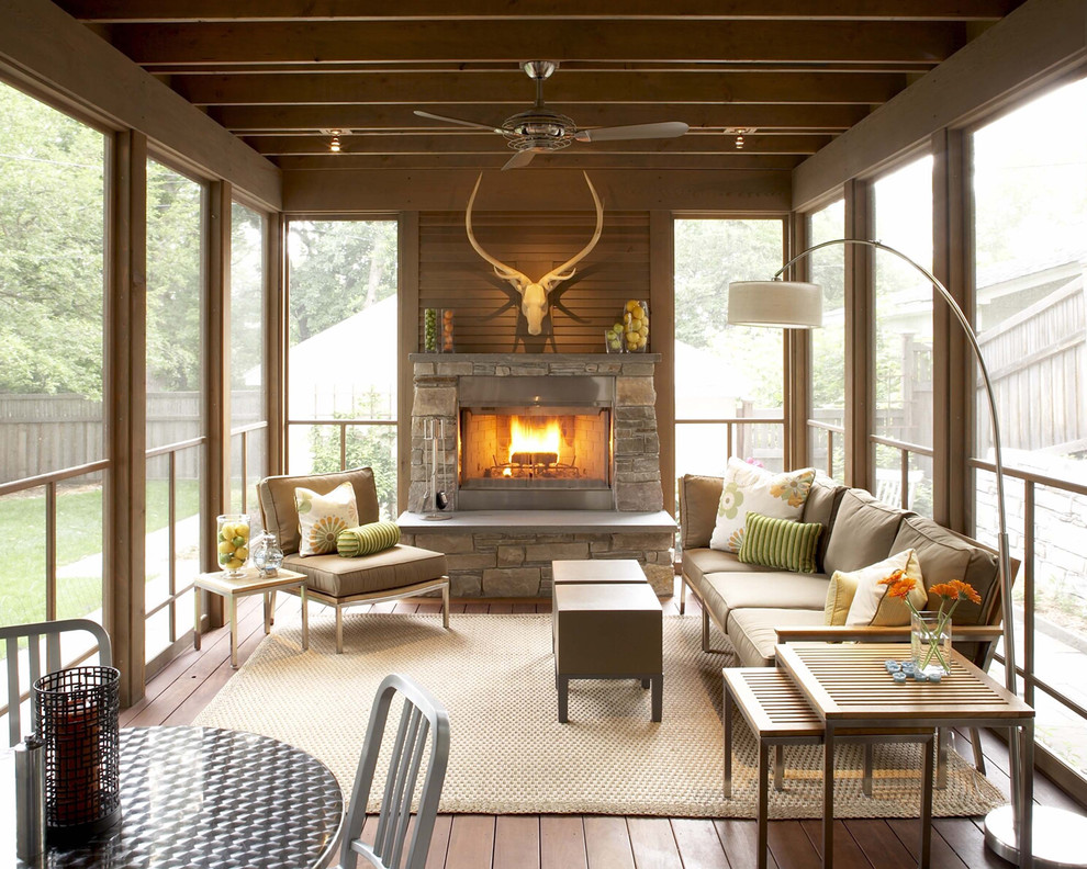 Three Season Porch Porch Traditional with Arc Lamp Area Rug