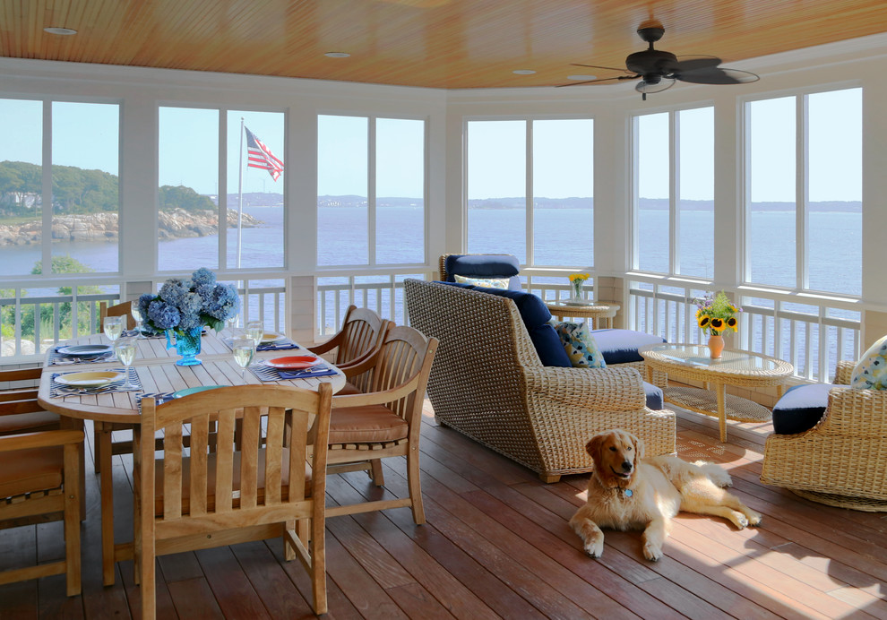 Three Season Room Furniture Porch Beach with American Flag Beach House