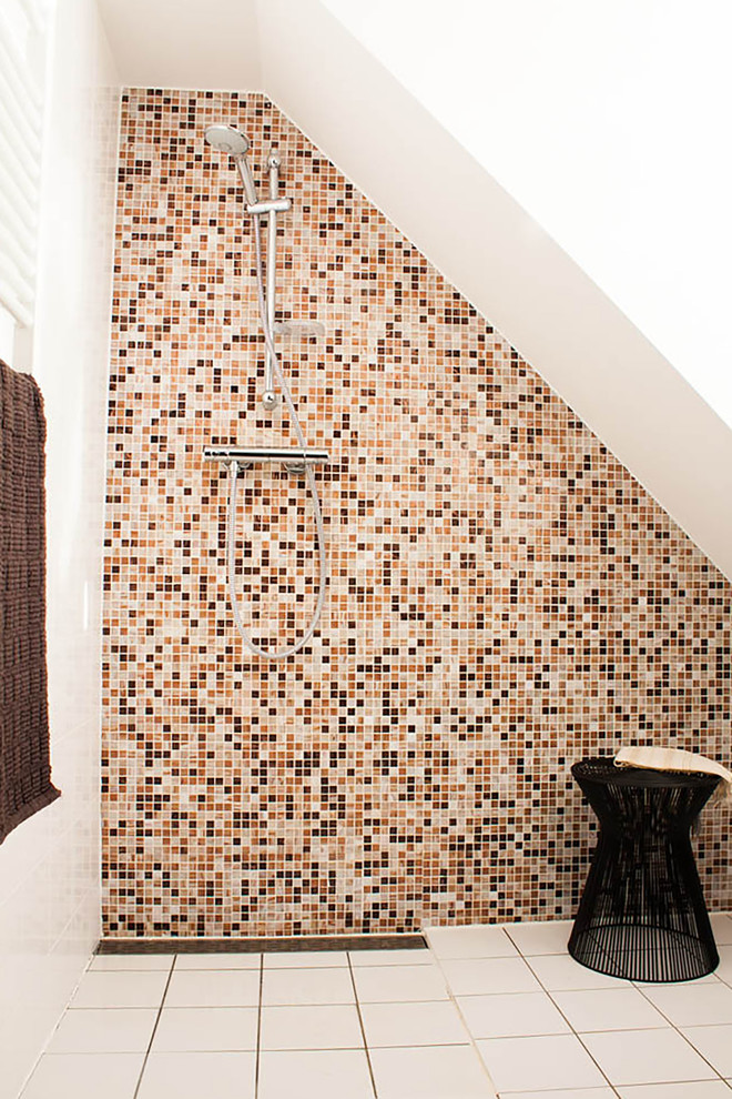 Tile Accent Wall Bathroom Eclectic with Accent Table My Houzz