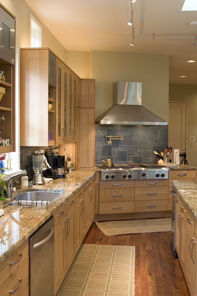 Tile Backsplash Designs Kitchen Contemporary with Ceiling Lighting Granite Countertops