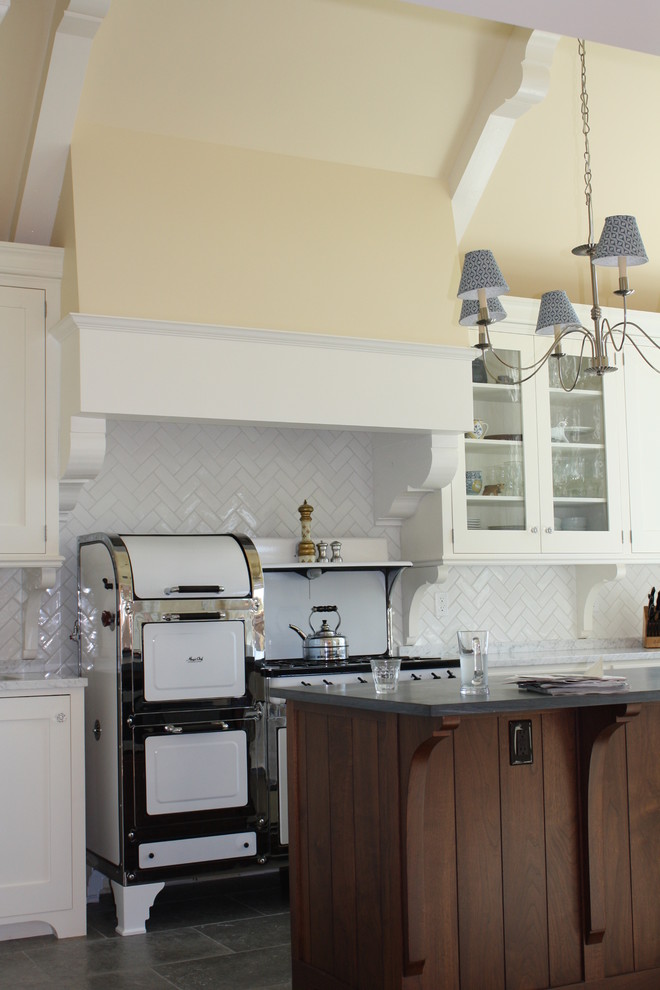 Tile Backsplash Designs Kitchen Traditional with Beams Beige Chandelier Dark