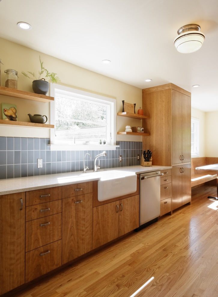 Tile Backsplash Designs Kitchen Transitional with Blue Backsplash Deep Sink