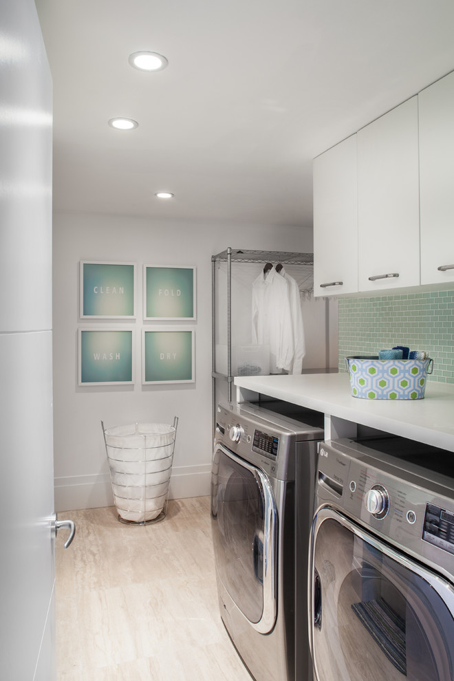 Tile Backsplash Pictures Laundry Room Contemporary with Clean and Bright Modern