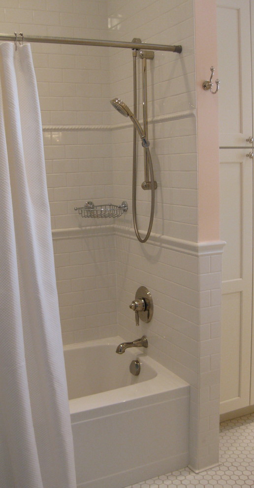 Tile Chair Rail Bathroom Traditional with None 