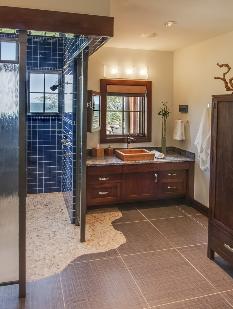 Tile Floor Design Bathroom Rustic with Armoire Blue 2 X
