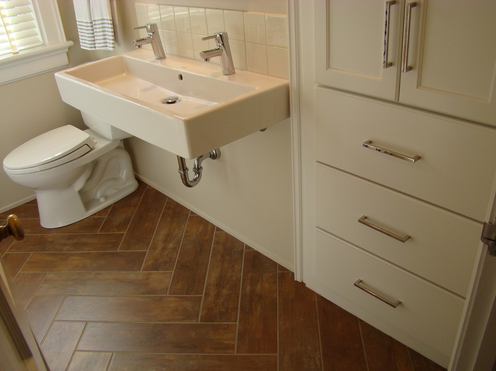 Tile Flooring That Looks Like Wood Bathroom Traditional with Bathroom Storage Duravit Double