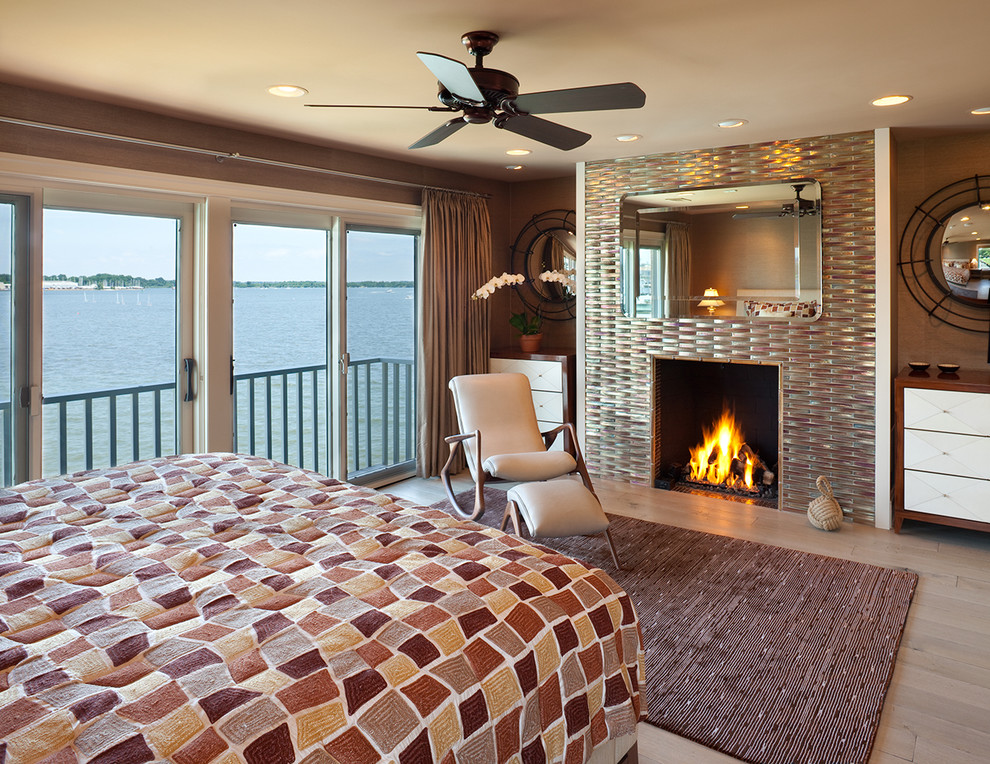 Tile for Fireplace Surround Bedroom Contemporary with Area Rug Chest Coastal