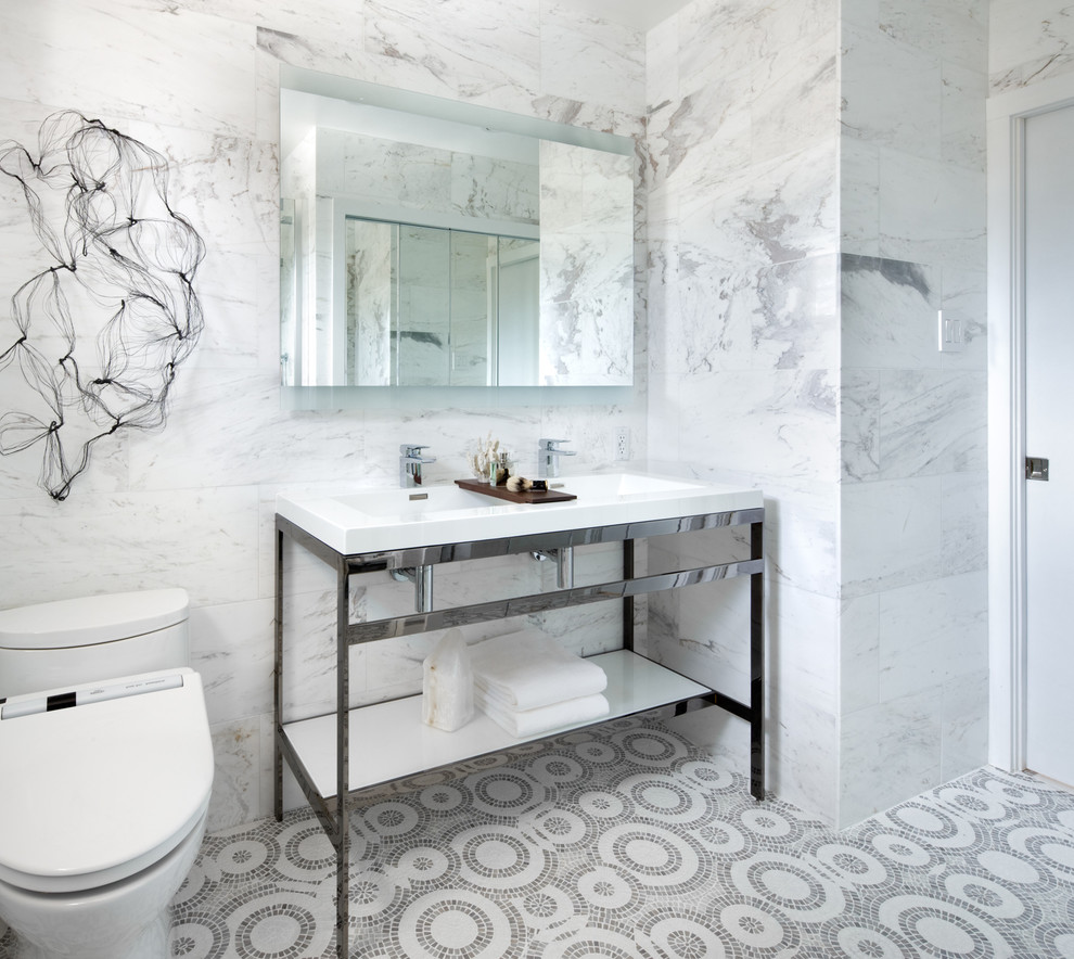 Tile Mosaic Designs Bathroom Contemporary with Art Black and White