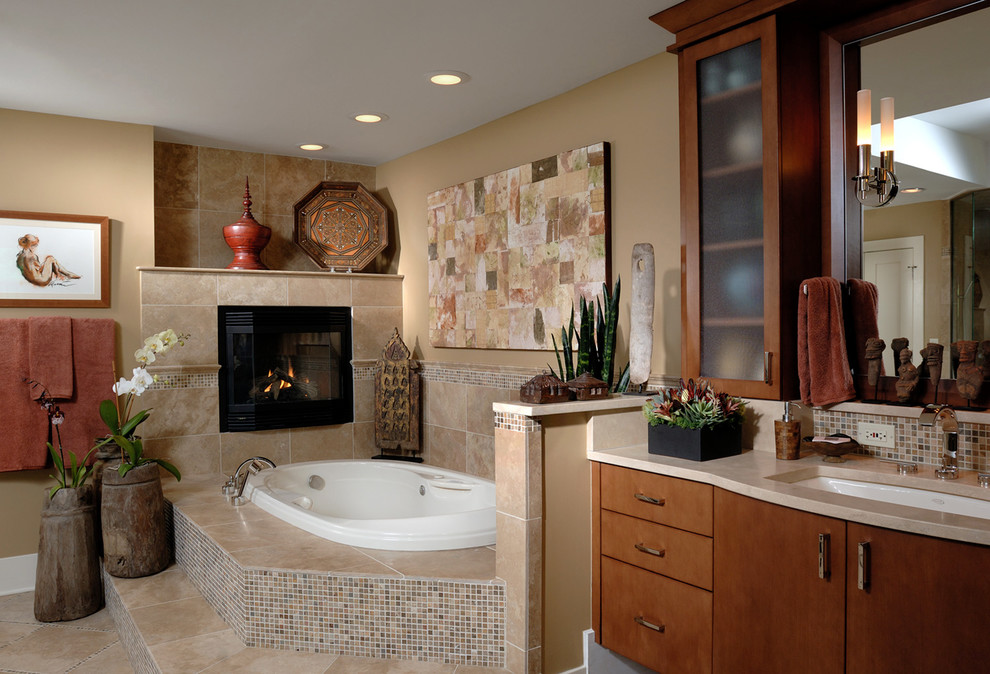 Tile Mosaic Designs Bathroom Contemporary with Bathroom Bathroom Fireplace Bathroom