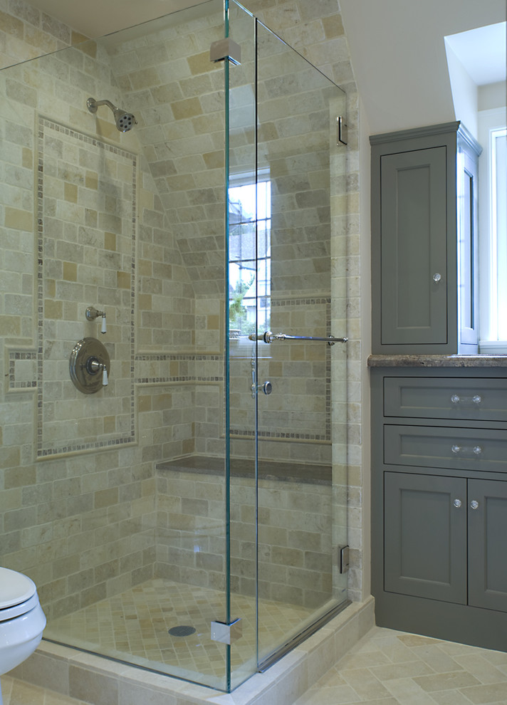 Tile Showers Ideas Bathroom Traditional with Glass Glass Drawer Pull