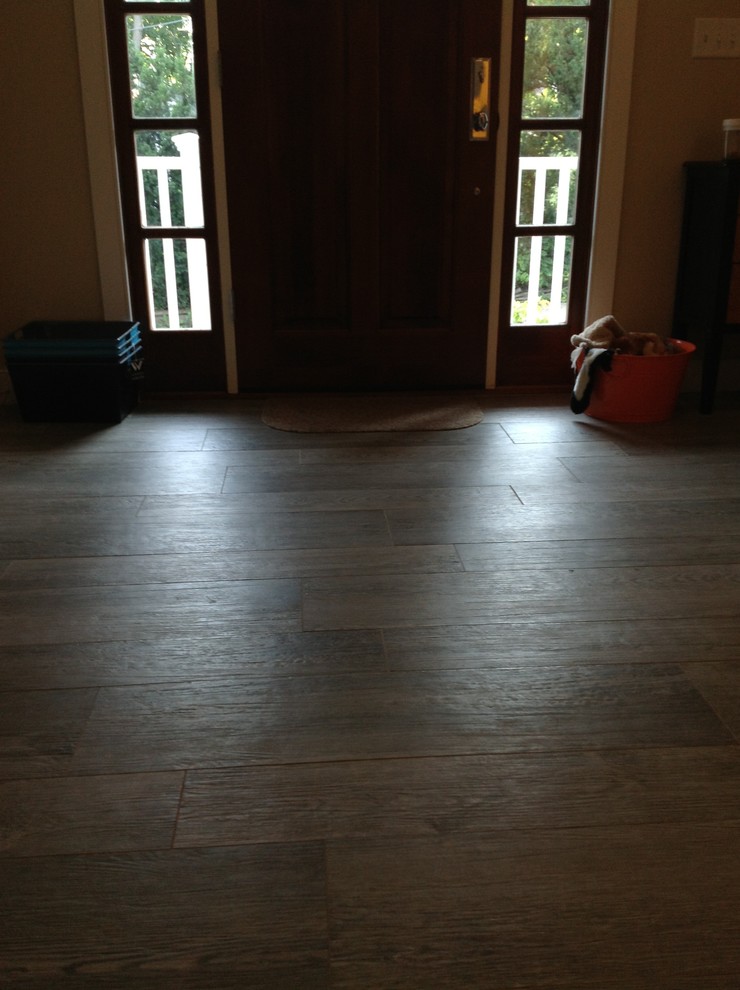 Tile That Looks Like Hardwood Entry Transitional with Front Door Front Entry