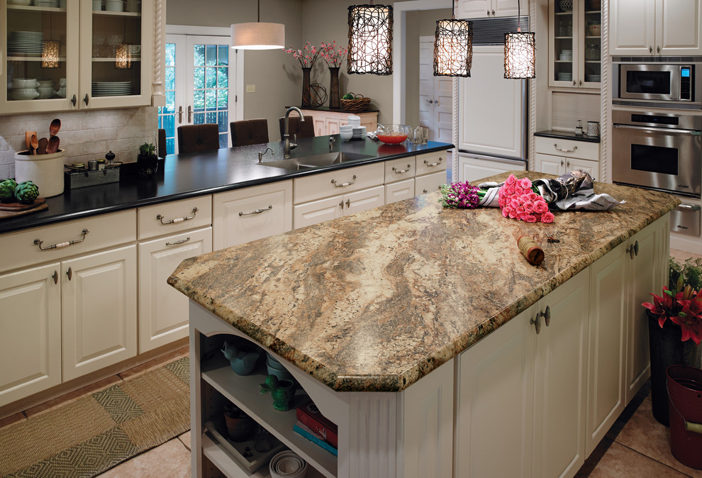 Tiled Countertops in Kitchen Kitchen Contemporary with None 