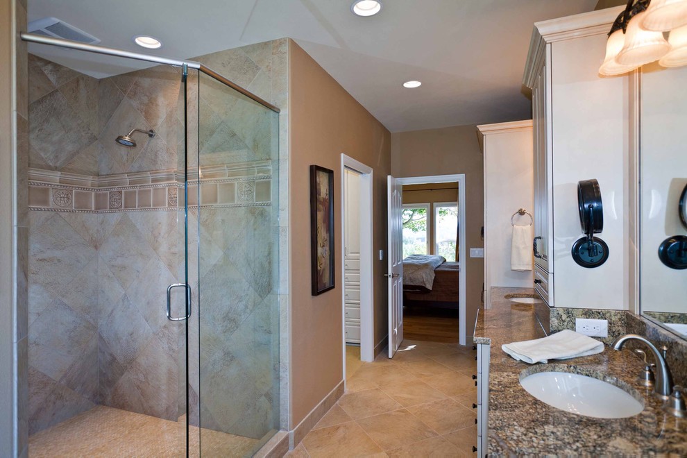 Tiled Showers Ideas Bathroom Traditional with Ceiling Lighting Glass Shower