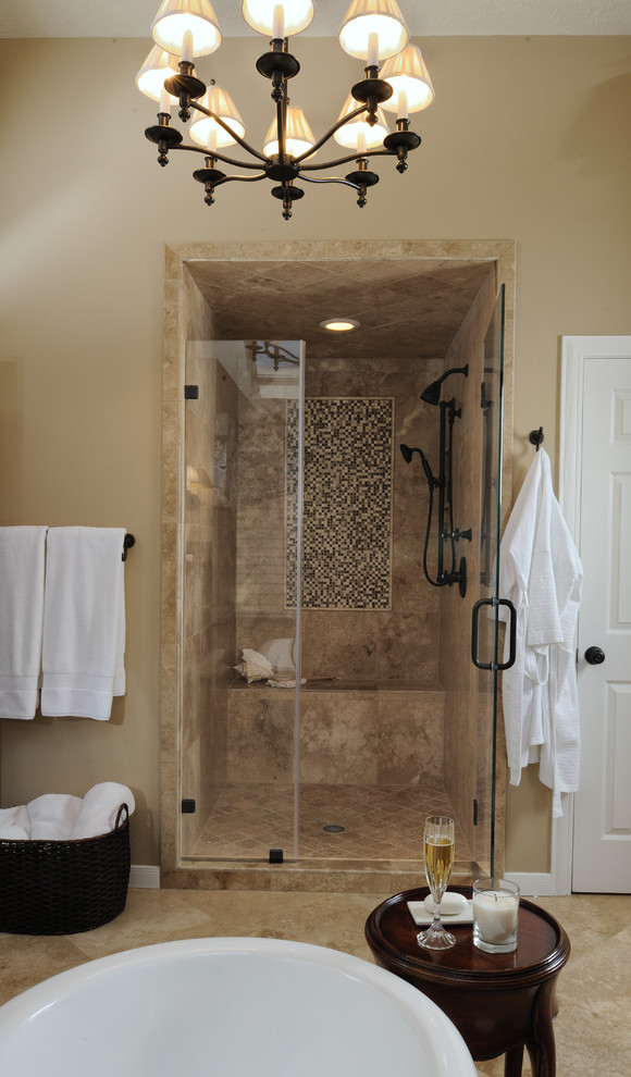 Tiled Showers Ideas Bathroom Traditional with Chandelier Chandelier Shades Glass