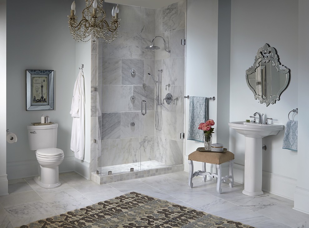 Tiled Showers Ideas Bathroom Traditional with None 