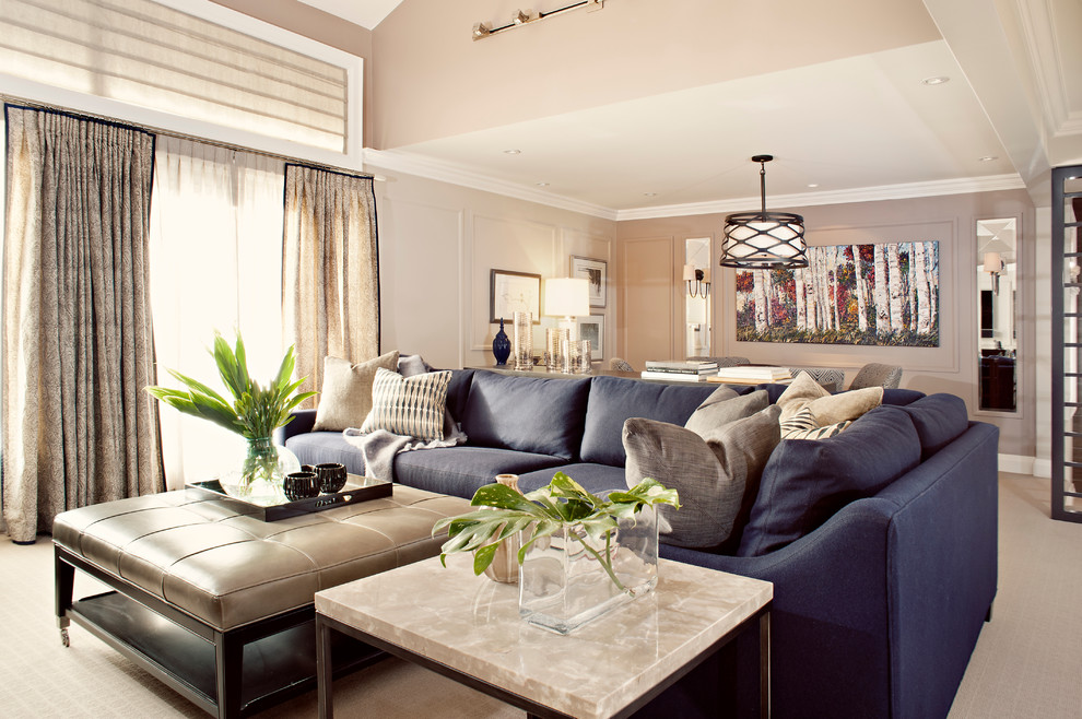Top Grain Leather Ottoman Family Room Transitional with Broadloom Castors Curtains Decorative
