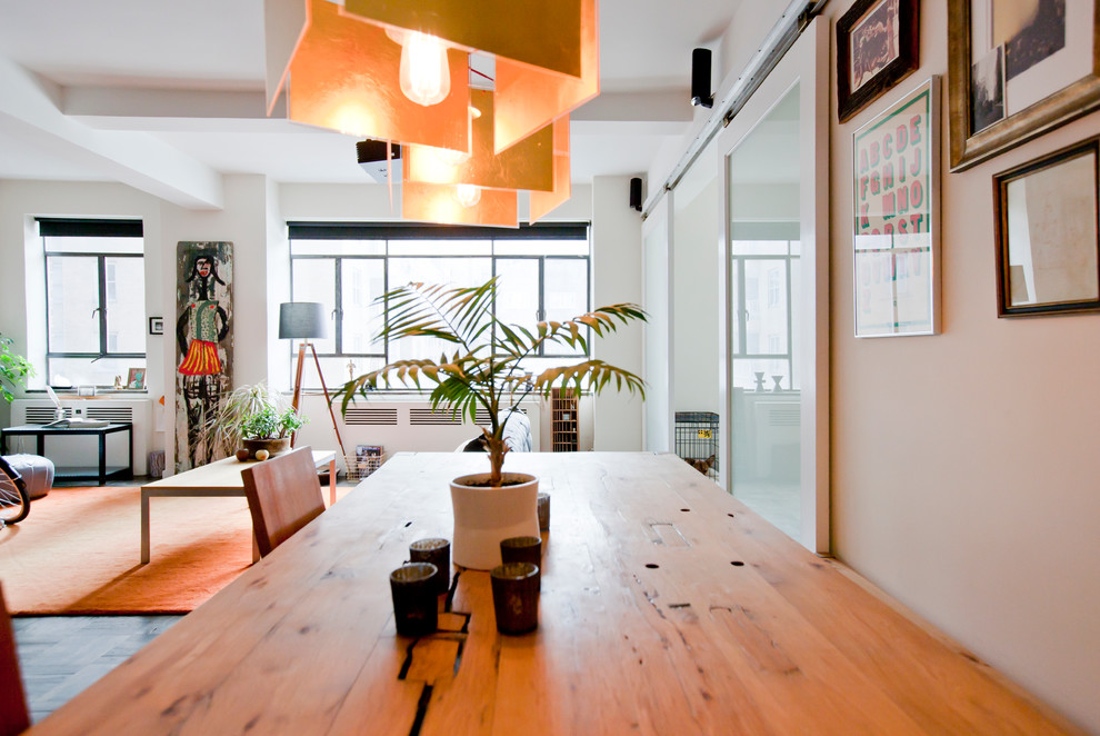 Top Hung Sliding Door Dining Room Eclectic with None 