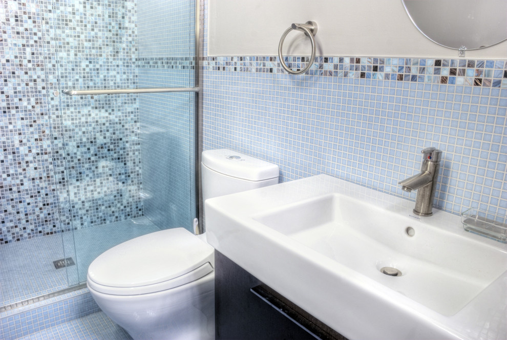 Toto Aquia Ii Bathroom Contemporary with Dark Wood Cabinets Glass