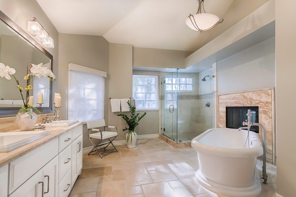 Toto Drake Cst744s Bathroom Transitional with Bath Bathroom Fireplace Floor