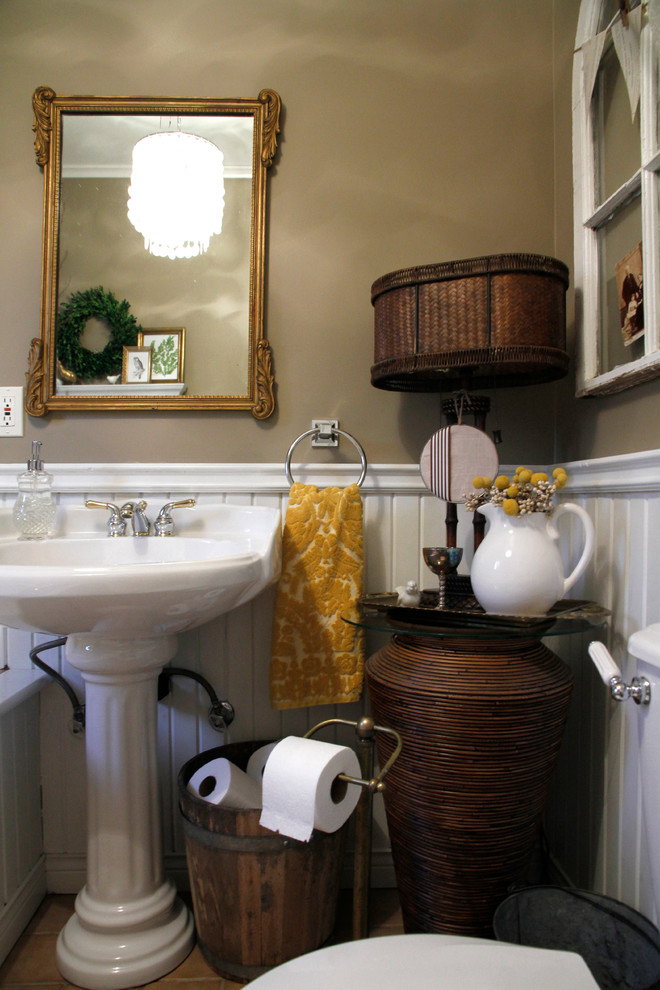 Towel Holder Ideas Bathroom Eclectic with Ceramic Sink Chair Rail