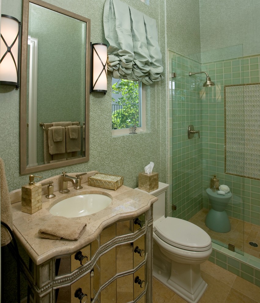 Traditional Bathroom Vanities Bathroom Contemporary with Balloon Shades Bath Accessories