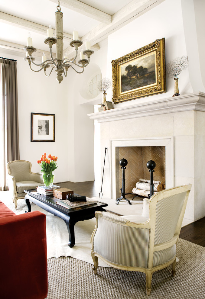 Traditional Coffee Table Living Room Industrial with Beams Betty Burgess Fireplace