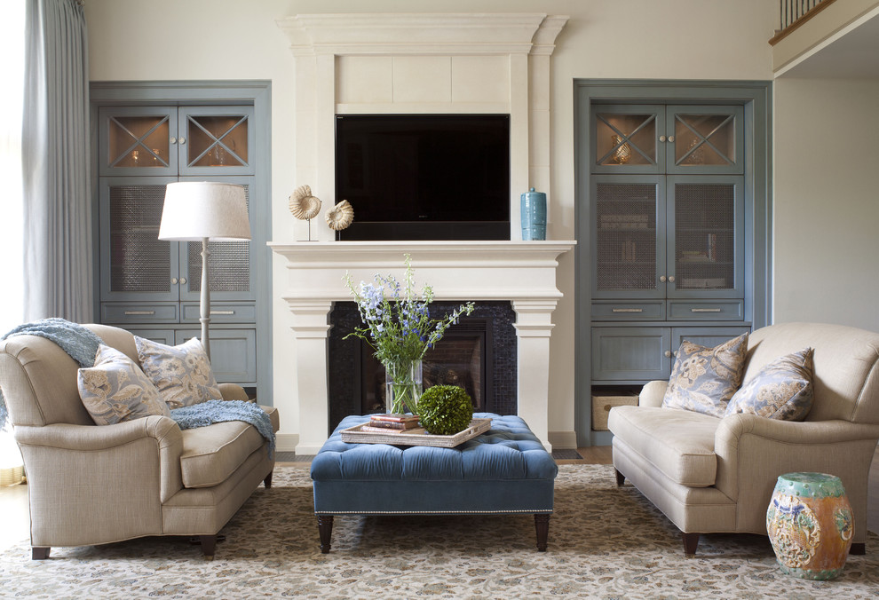 Traditional Coffee Table Living Room Transitional with Area Rug Blue Cabinets
