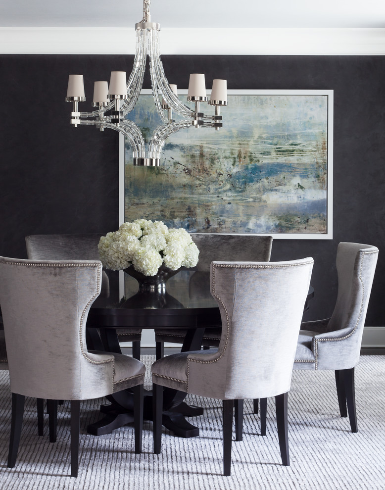 Transitional Dining Chairs Dining Room Transitional with Abstract Artwork Black Chair