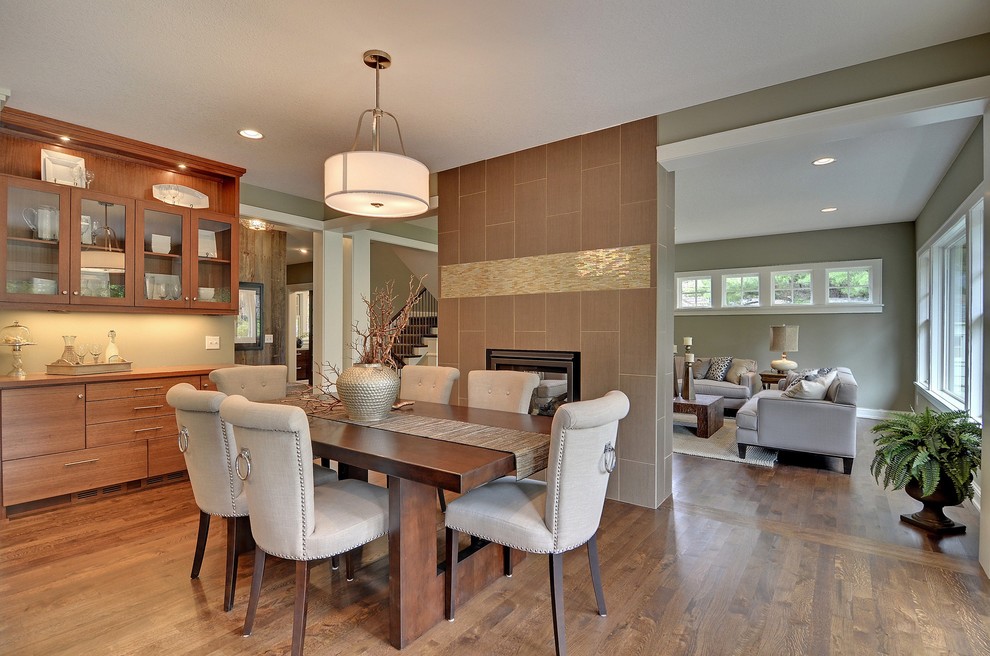 Transitional Dining Table Dining Room Contemporary with Built in Hutch Bult in Storage