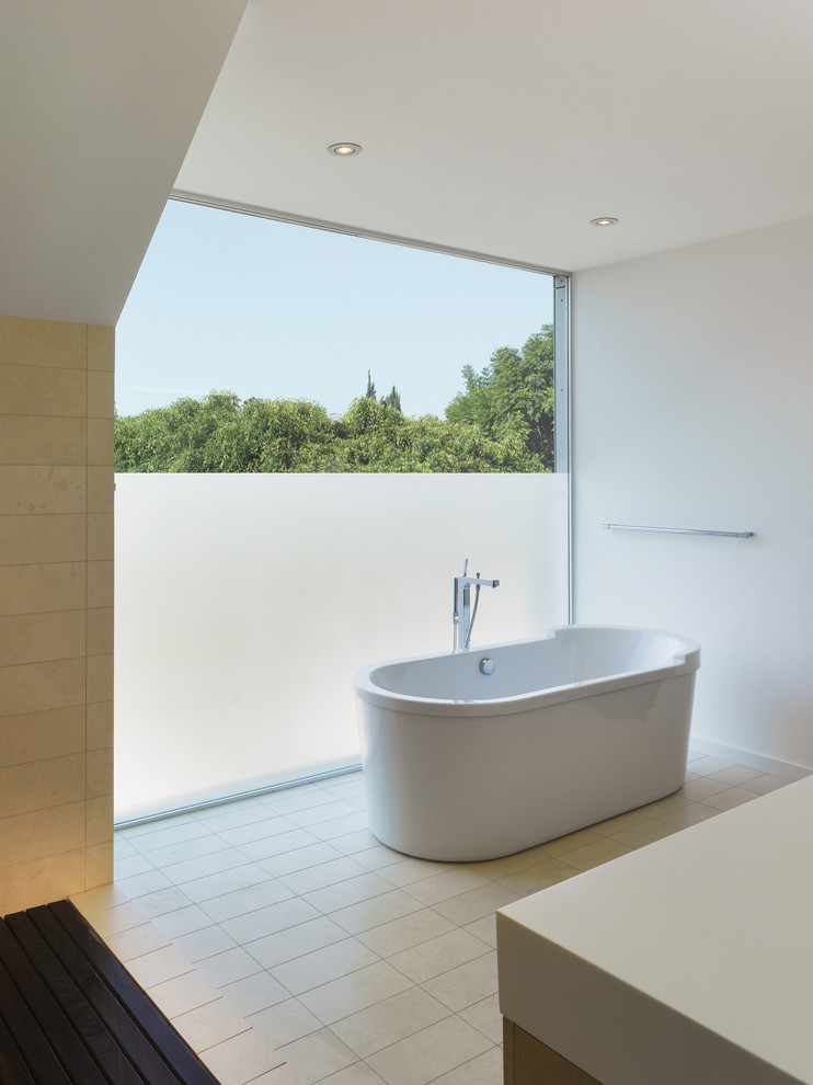 Translucent Window Shades Bathroom Modern with Bay Window Freestanding Tub