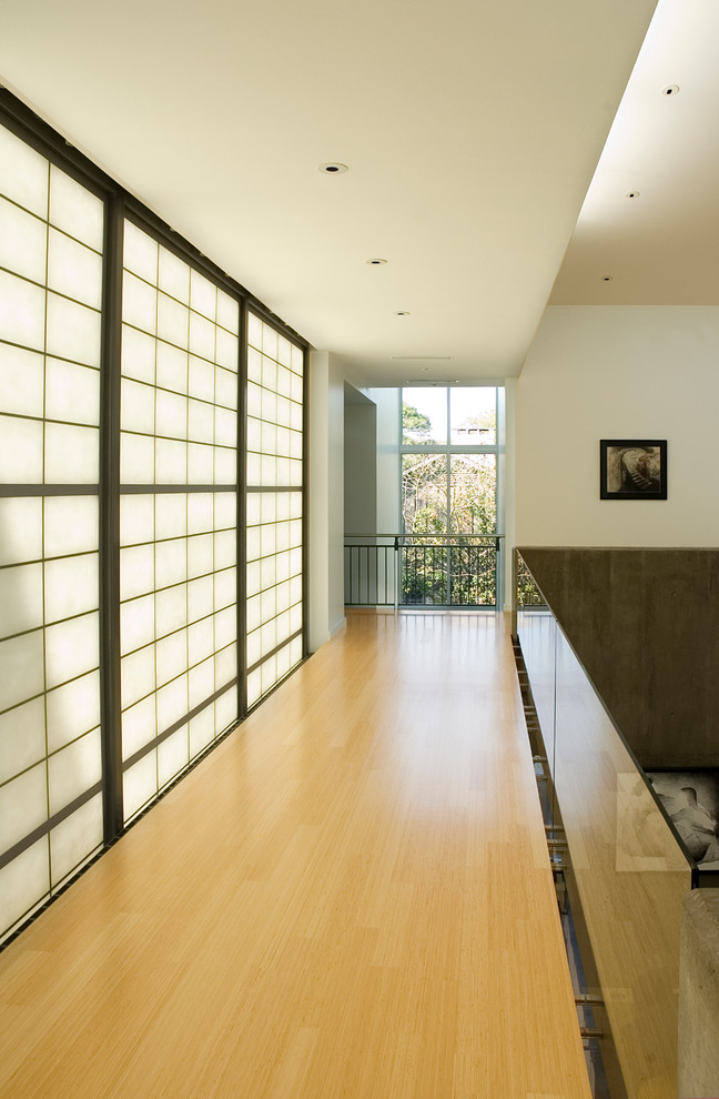 Translucent Window Shades Hall Modern with Artwork Asian Balcony Bridge