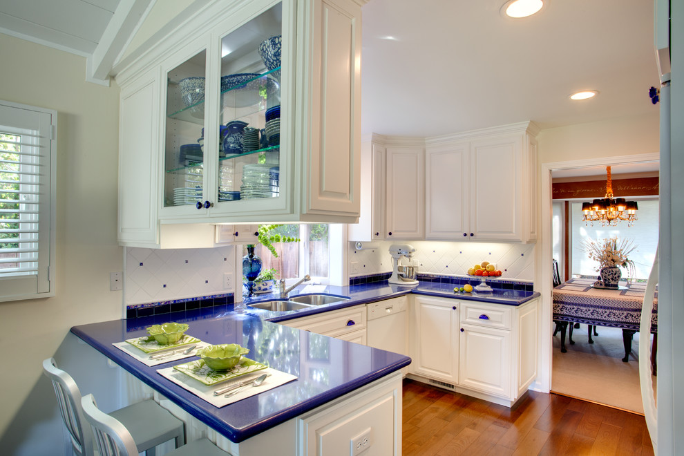 Traverse Curtain Rods Kitchen Transitional with Blue and White Blue