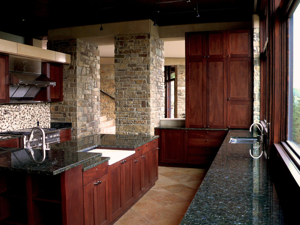 Travertine Floor Tile Kitchen Eclectic with Stone 