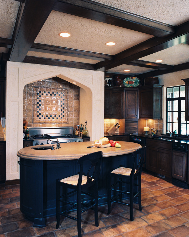 Travertine Kitchen Backsplash Kitchen Rustic with Breakfast Bar Casement Windows