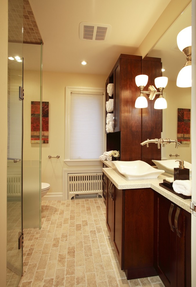 Travertine vs Porcelain Tile Bathroom Eclectic with Bathroom Renovation Brick Tile