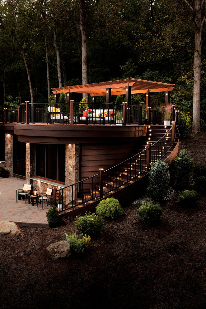 Trex Decking Cost Deck Traditional with Bark Mulch Black Banister