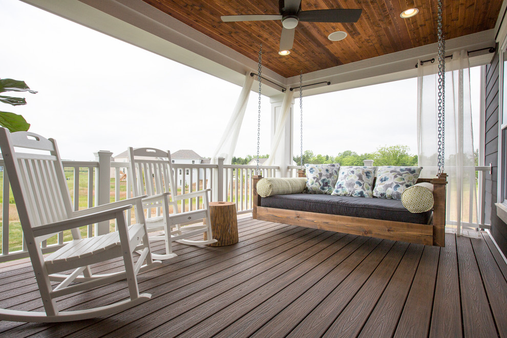 Trex Decking Cost Porch Transitional with Bench Swing Bolsters Ceiling