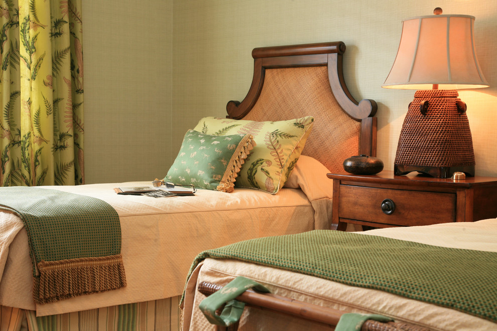 Tropical Bedding Sets Bedroom Tropical with Fabric Wall Covered Green