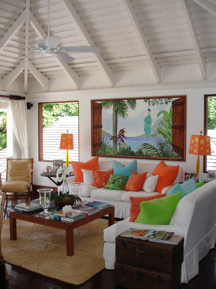 Tropical Living Room Furniture Living Room Tropical with Bright Colors Bright Pillows