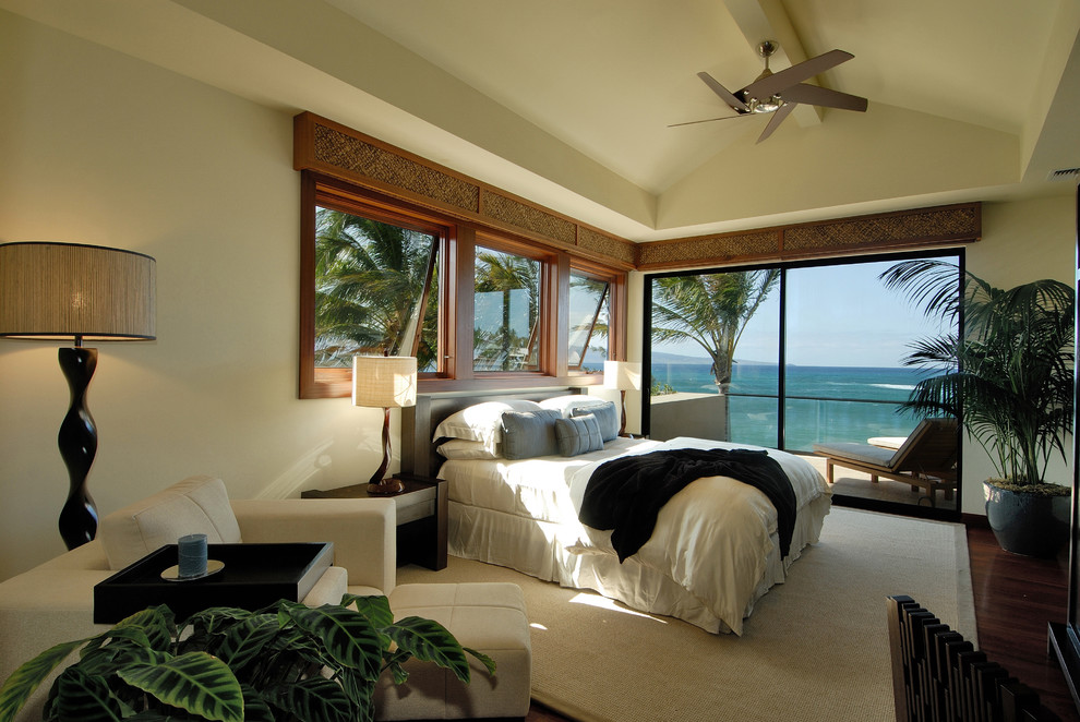 Tropical Window Treatments Bedroom Contemporary with Bedding Bedroom Chair And