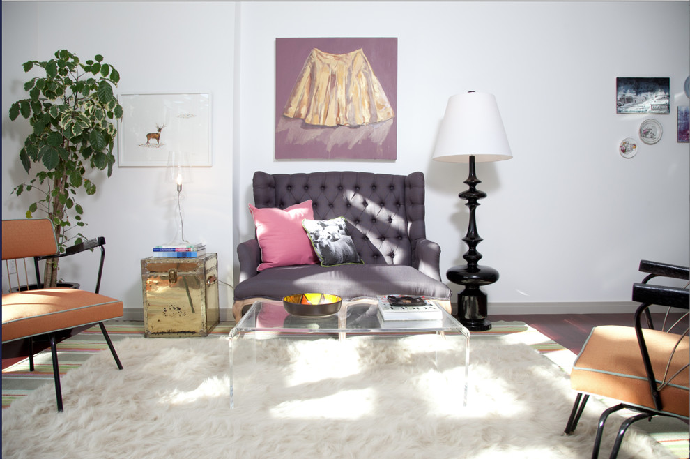 Trunk End Table Living Room Midcentury with Acrylic Coffee Table Artwork