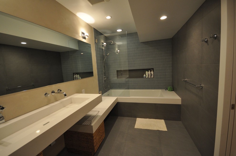 Tub and Shower Combo Bathroom Contemporary with Down Lights Jack And