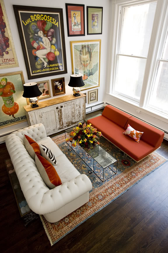 Tufted Leather Sofa Living Room Eclectic with None 