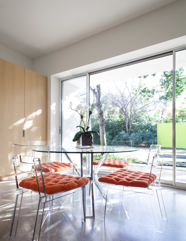 Tufted Seat Cushion Dining Room Contemporary with Acrylic Chairs Acrylic Table