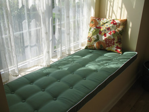 Tufted Seat Cushion Living Room Traditional with Cushion with Buttons Sunbrella