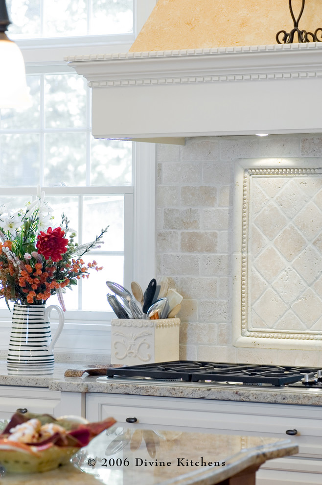 Tumbled Stone Tile Kitchen Traditional with None 