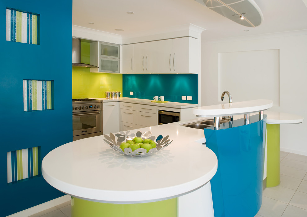 Turquoise and Lime Green Bedding Kitchen Contemporary with Colorful Kitchen Kitchen Island