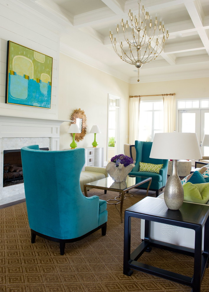 Turquoise Area Rug Living Room Contemporary with Analogous Color Scheme Blue